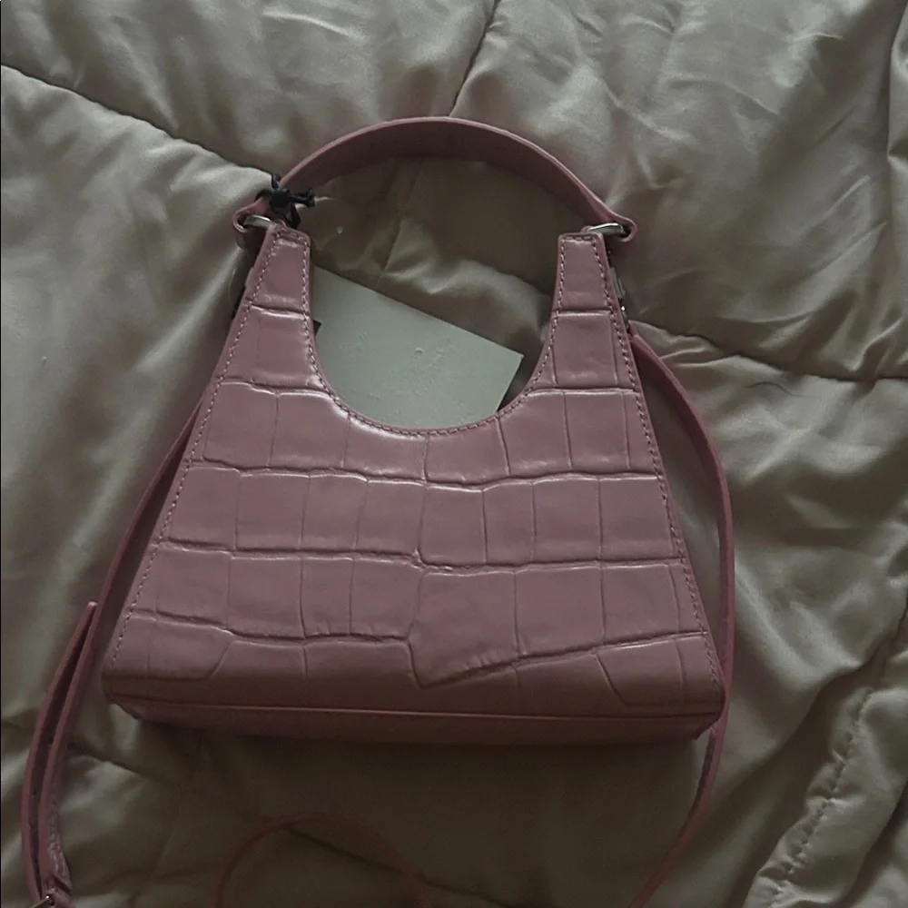STAUD Mini Croc‎ Embossed Leather Hobo Bag